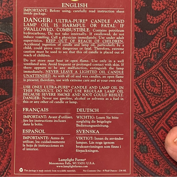 Chrismas Oil Lamp Glass Ornaments Bronze Set Of 2 W/wicks,Lamp Oil, Funnel,bulbs - Picture 10 of 11